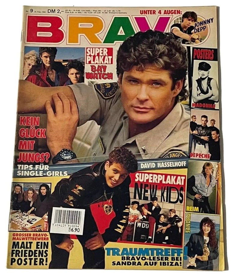 Vintage Bravo Musik Magazin März 1991 PDF Digital Download Datei Johnny Depp, Julia Roberts, David Hasselhoff, Robin Gibb Bild 1