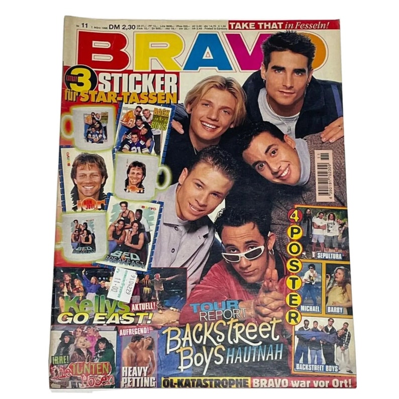 Vintage Bravo German Music Magazine MARCH 1996,Masterboy,Fools Garden,Sepultura,Take That,Kelly Family,Die Toten Hosen, Backstreet Boys image 1