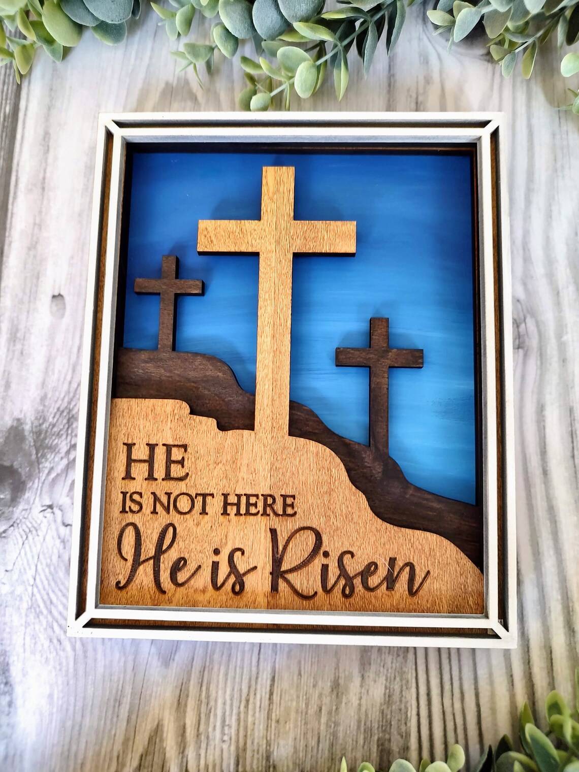 He is Risen 3d Self Standing Frame L Religious Easter Decor L Hand ...