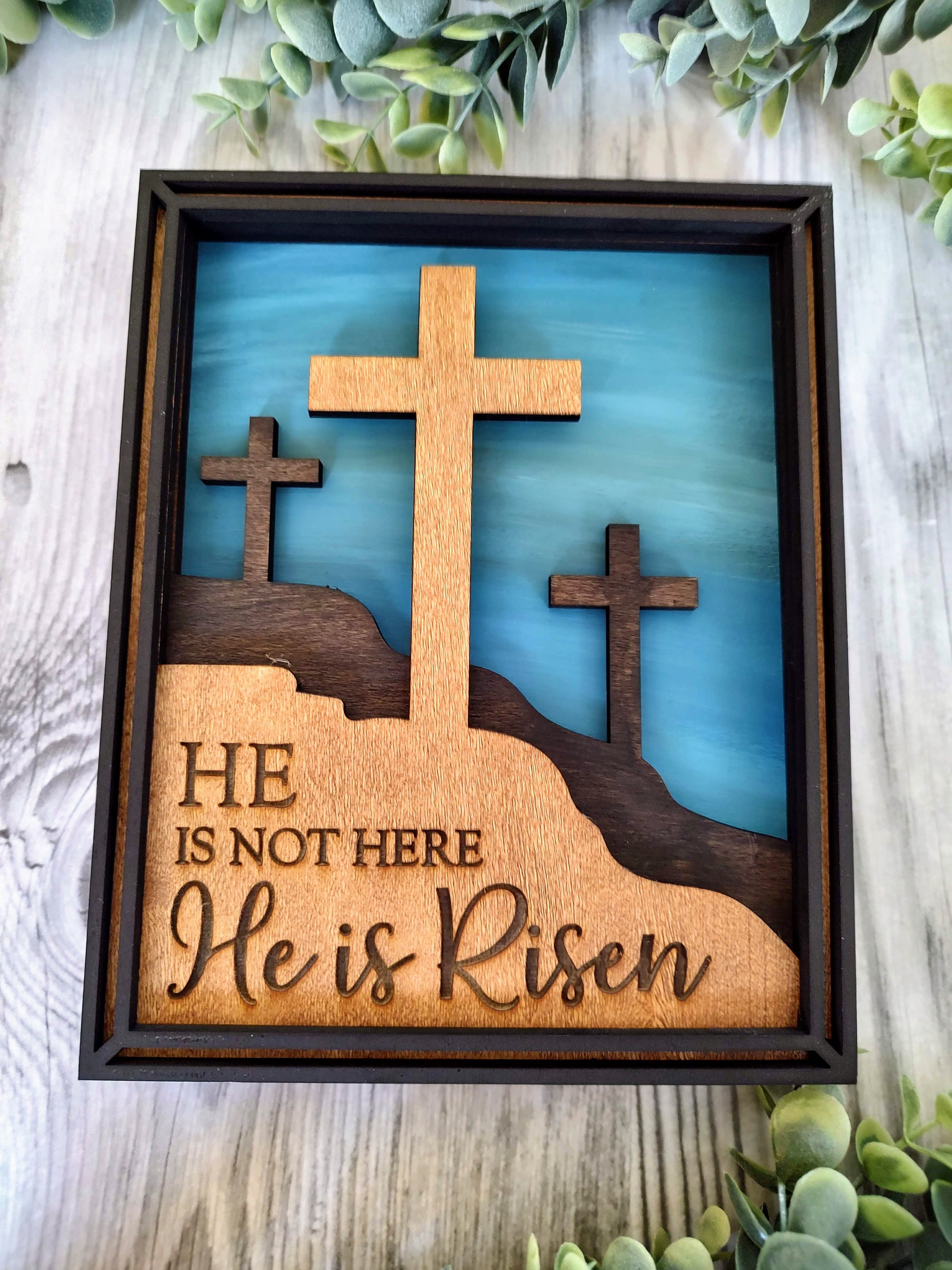 He is Risen 3d Self Standing Frame L Religious Easter Decor L Hand ...