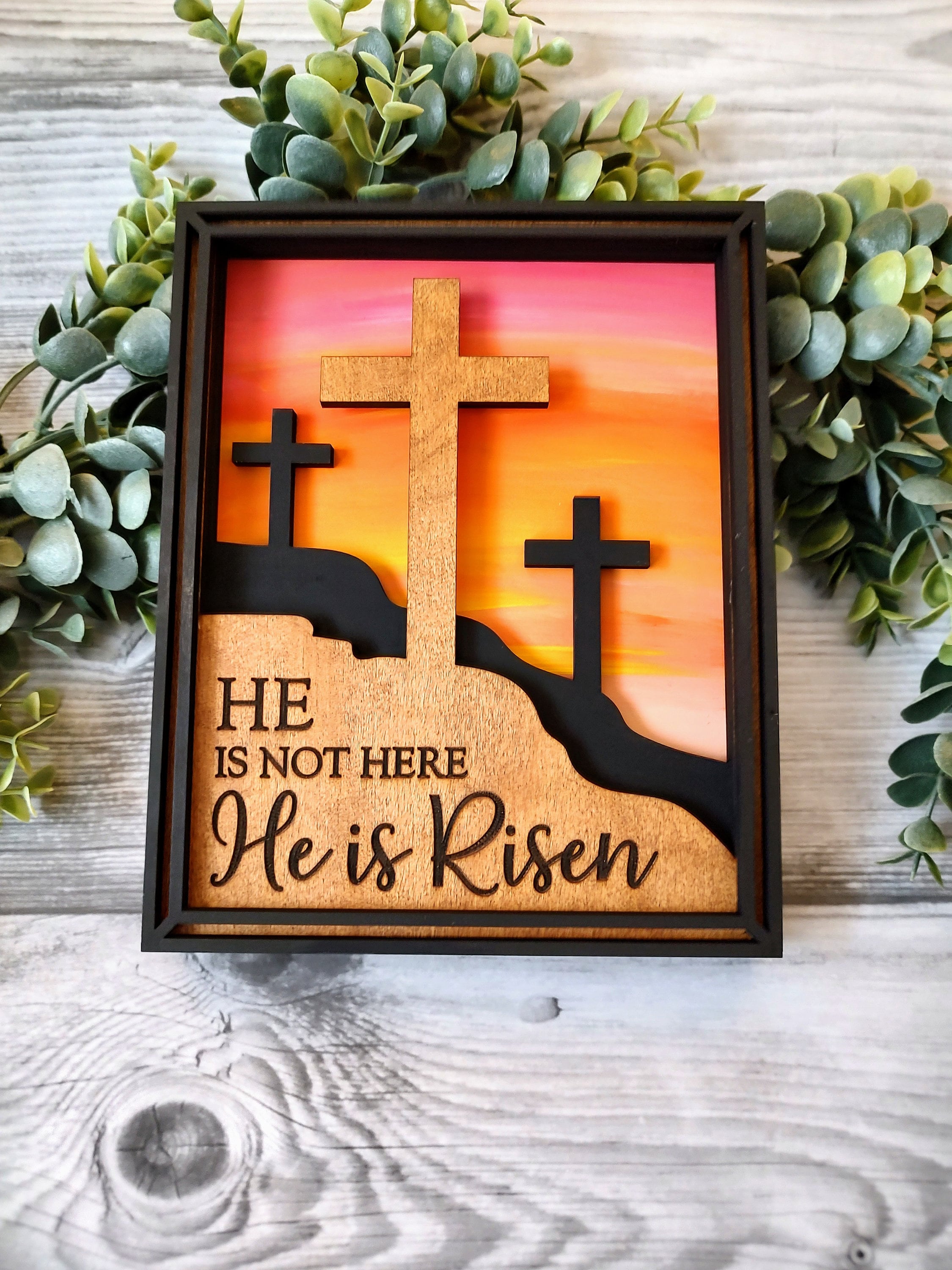 He is Risen 3d Self Standing Frame L Religious Easter Decor L Hand ...