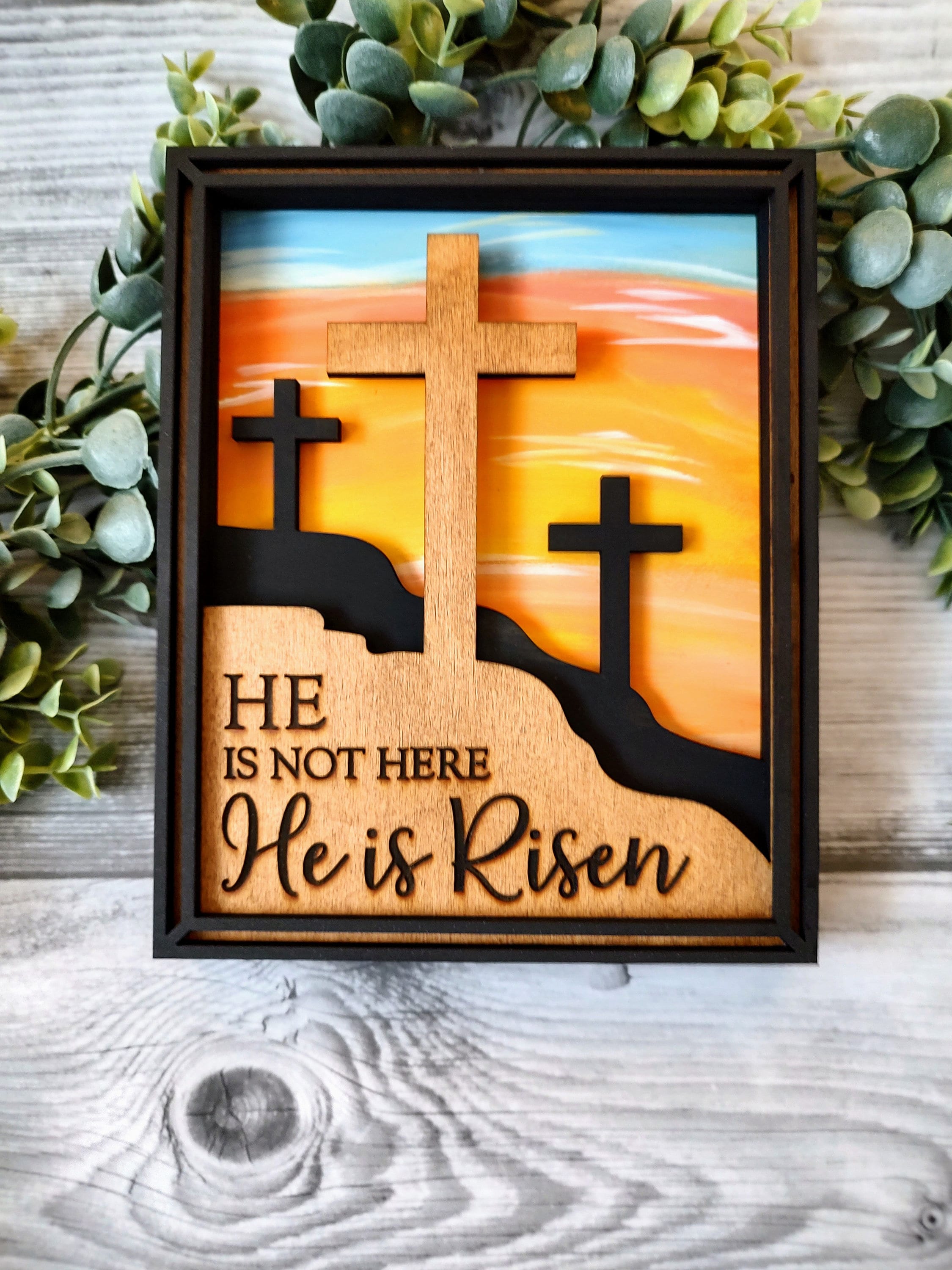 He is Risen 3d Self Standing Frame L Religious Easter Decor L Hand ...