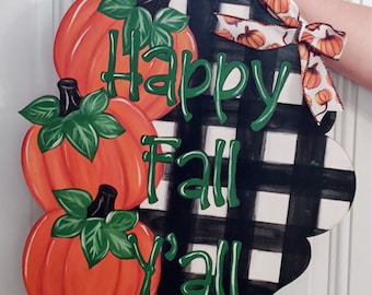 Happy Fall Ya'll Pumpkin Door/Wall Hanger