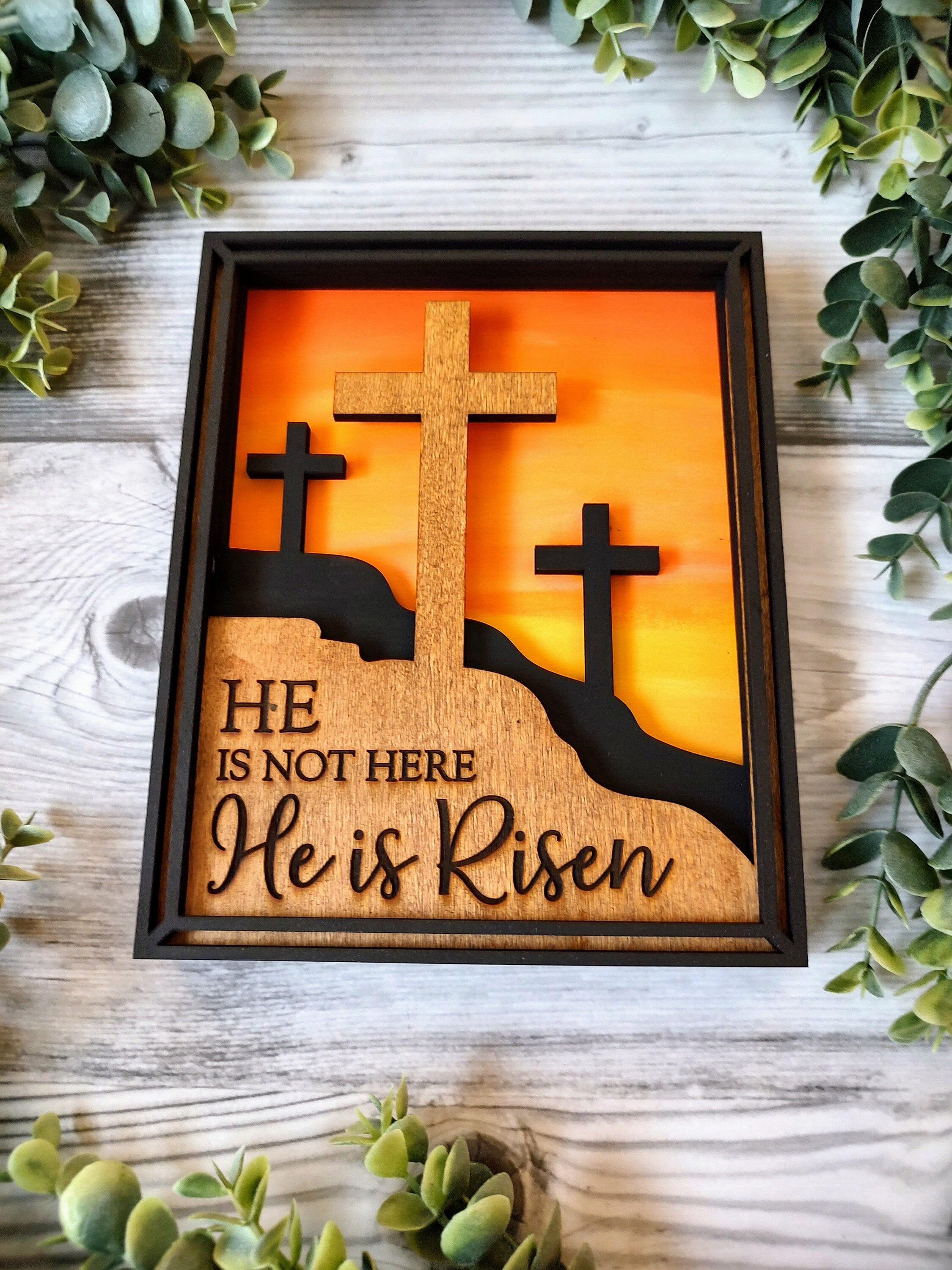 He is Risen 3d Self Standing Frame L Religious Easter Decor L Hand ...