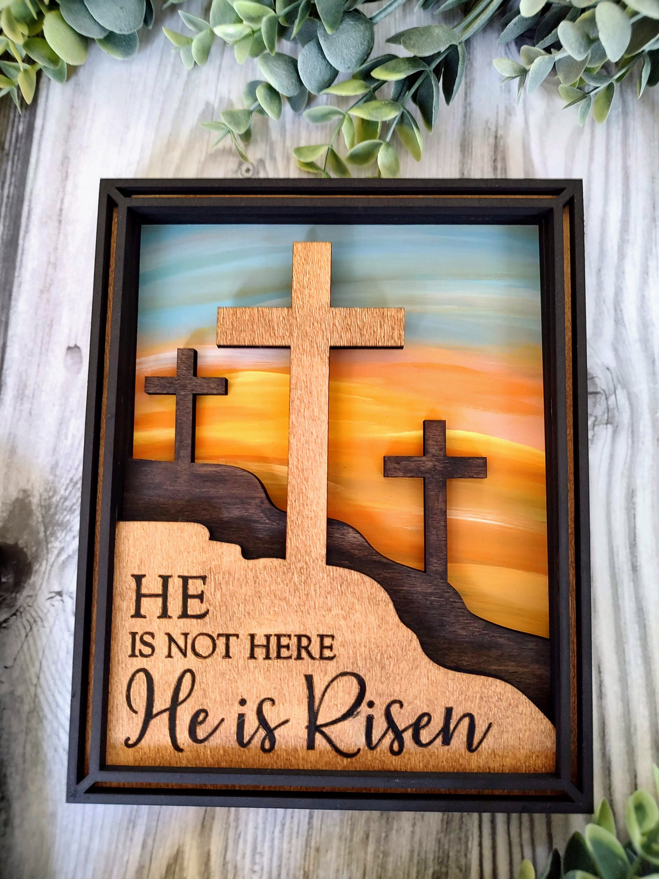 He is Risen 3d Self Standing Frame L Religious Easter Decor L Hand ...