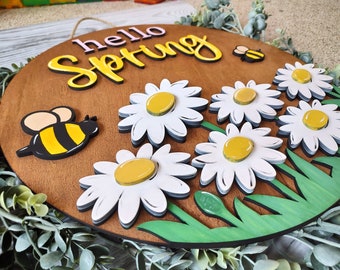 BEE Door Hanger, Bee Decoration, Bee Wreath, Wooden Bee Sign