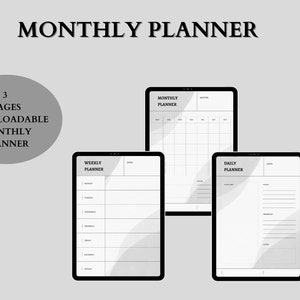 Minimalist Simple Monthly Weekly Daily Planner, printable planner, Planners PDF, Minimalist Daily Planner
