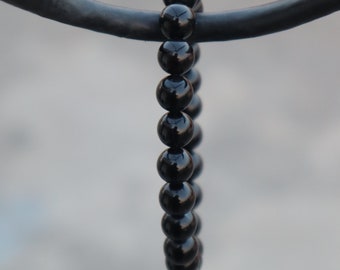 Bracelet spinelle noir en perles naturelles 4/6/8/ mm 18-19 cm pierre semi-précieuse lisse et bijou rond en pierre naturelle Cadeau pour une mère.