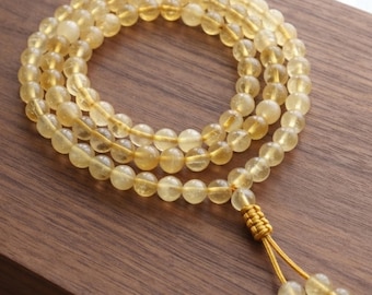 Natuurlijke citrien mala ketting met 108 kralen, meditatie Japa boeddhistische yoga sieraden