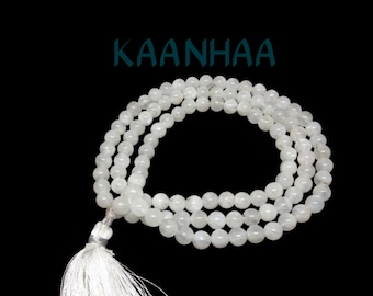 Rainbow Moonstone 108 Beads Japa Mala,Rainbow Moonstone,108 Prayer Beads,Mala Beads Healing Power,Japa Mala ,Meditation Yoga Mala.