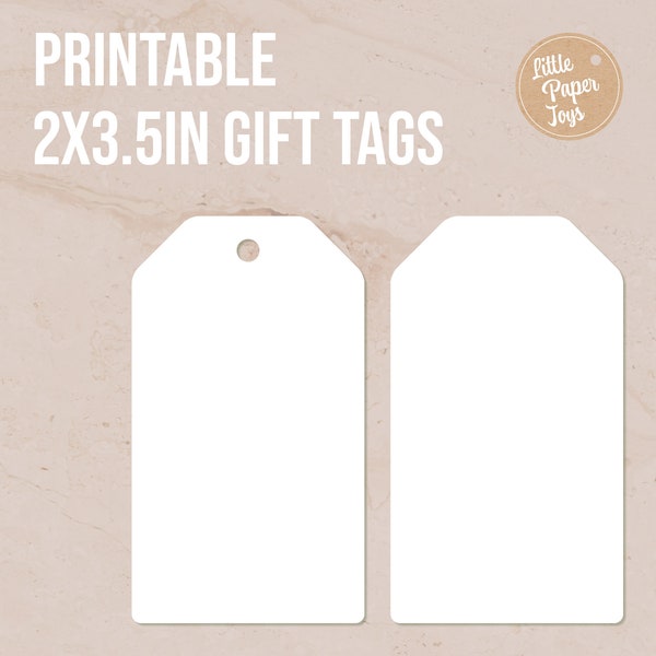 Printable blank digital 2 x 3.5 inches gift tag with rounded corners template layout on US Letter size for DIY