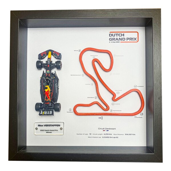 Max Verstappen Dutch Grand prix 2022 Special Edition 3D Wall or Desktop Frame / F1 Wall Art