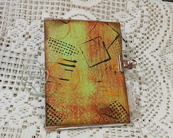 Handmade, Mini Paper Bag Junk Journals, Mixed Media, Ephemera, Pockets, Blue Tea Dyed Papers, Grungy, Wallpaper