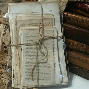 30 pagine di carta straccia, carta straccia francese del 1600-1800, da 15 libri diversi, perfetta per tecniche miste, collage e pagine di diario spazzatura