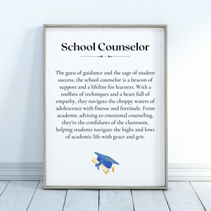 School Counselor Definition Printable, Office Decor, Motivational Art, School Counselor Gift, Inspirational Decor, Unique Instant Download
