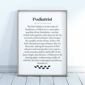 Arte imprimible de definición de podólogo, descarga digital para entusiastas de la salud del pie, idea de regalo perfecta