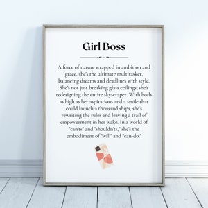 Girl Boss Definition Printable - Empowering Typography Wall Art for Women Entrepreneurs, Inspiring Leadership & Gift Ideas