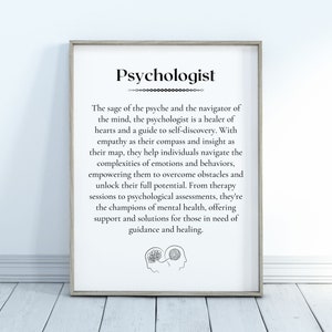Psychologist Definition Printable, Psychology Gift, Office Decor, Motivational Wall Art, Psychologist Art, Therapy Gift, Instant Download