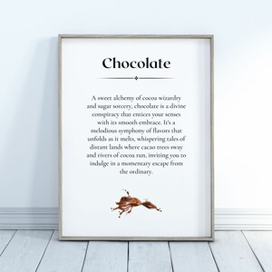 Chocolate - Printable Wall Art with Sweet Definitions, Perfect Home Decor and Unique Gift Ideas for Chocolate Lovers - DIGITAL DOWNLOAD