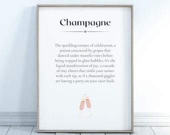 Champagne Definition Printable - Instant Download Wall Art for Home Decor and Gifts - DIGITAL DOWNLOAD