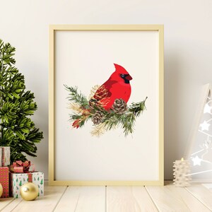 Festive Red Cardinal Printable - Unique Christmas Gift Idea - DIGITAL DOWNLOAD