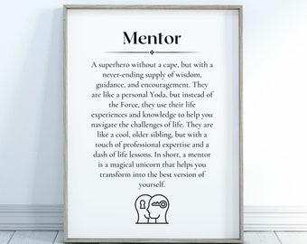 Mentor Definition Printable | Unique Definition Wall Art for Inspiration | Motivation, Learning | Office Decor | Gift Idea |DIGITAL DOWNLOAD