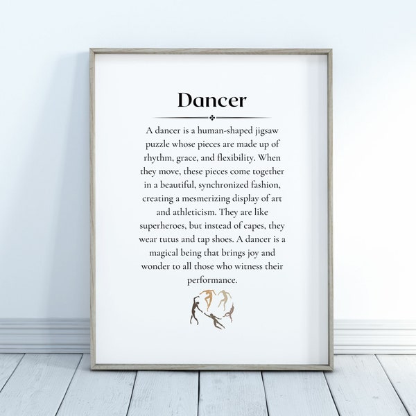 Dancer Definition Printable | Dancer Gift | Gift for a Dancer | Dance Studio Art | Dance Print Wall Art | Gift For Her | DIGITAL DOWNLOAD