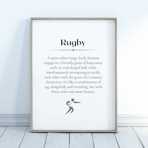 Rugby Definition Printable | Printable Definition Poster | Wall Art Decor Gift | Rugby Lover | Unique Gift Idea | DIGITAL DOWNLOAD