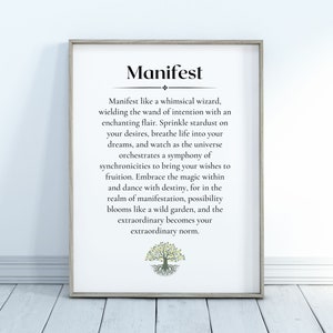 Manifest Definition Printable | Inspirational Wall Art | Law of Attraction | Positive Affirmations | Motivational Print | DIGITAL DOWNLOAD