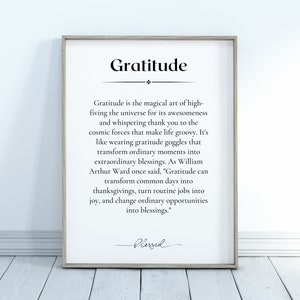 Définition de gratitude imprimable | Art mural inspirant pour la décoration intérieure | Idée cadeau reconnaissant | Typographie d&#39;affirmation positive | TÉLÉCHARGEMENT NUMÉRIQUE