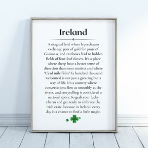 Irland Definition Druckbares Poster | Wandkunst-Geschenk | Irisches Dekor | Wohndekoration | Sofortdruck | Typografie-Kunst | DIGITALER DOWNLOAD