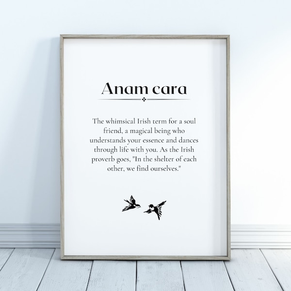 Anam cara Definition Printable | Wall Art Poster | Gift | Soul Friend | Celtic Blessing | Spiritual Art | Irish Gift | DIGITAL DOWNLOAD