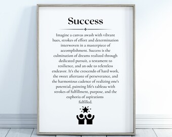 Success Definition Printable Wall Art - Inspire Achievement, Self-Motivation and Positive Vibes with Instant Downloads for Home Office Decor