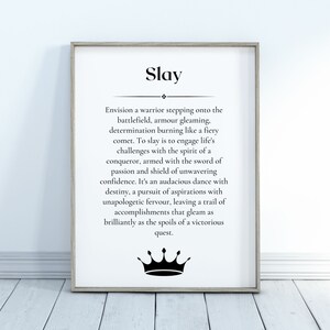 Slay Definition Printable - Empowering Wall Art for Stylish Decor - Instant Download Gift - DIGITAL DOWNLOAD