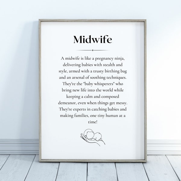 Midwife Definition Printable | Student Midwife Gift | Student Midwife Graduation | Midwife Thank You | Breastfeeding Print |Digital Download