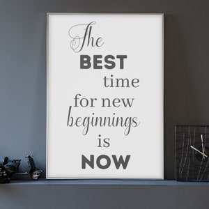 Now or Never: Embrace New Beginnings Printable Wall Art | Inspirational Home Decor | Print At Home Gift | Typography | DIGITAL DOWNLOAD