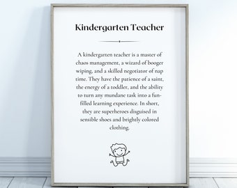 Kindergarten Teacher Definition Printable | Teacher Gift | Primary School Teacher Gift | Teacher Appreciation | Thank You | DIGITAL DOWNLOAD