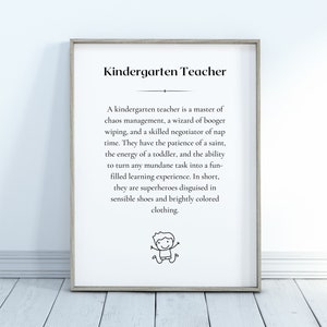 Kindergarten Teacher Definition Printable | Teacher Gift | Primary School Teacher Gift | Teacher Appreciation | Thank You | DIGITAL DOWNLOAD