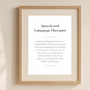Speech and Language Therapist Definition Print, Gift for SLP, Office Wall Art, Speech Therapy Decor, Graduation Gift, Thank You Printable