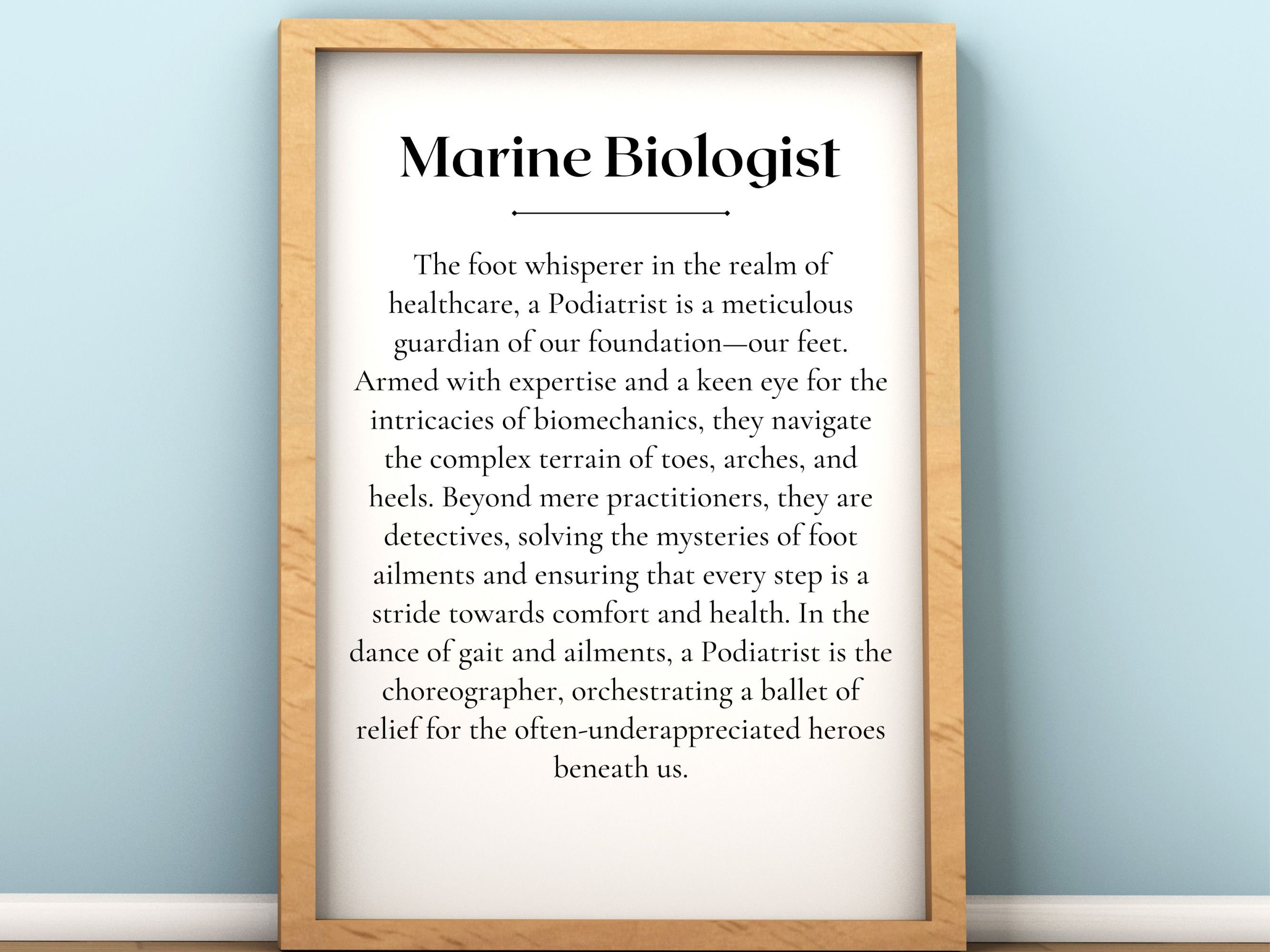 Marine Biologist Definition Printable Art, Digital Download for Ocean