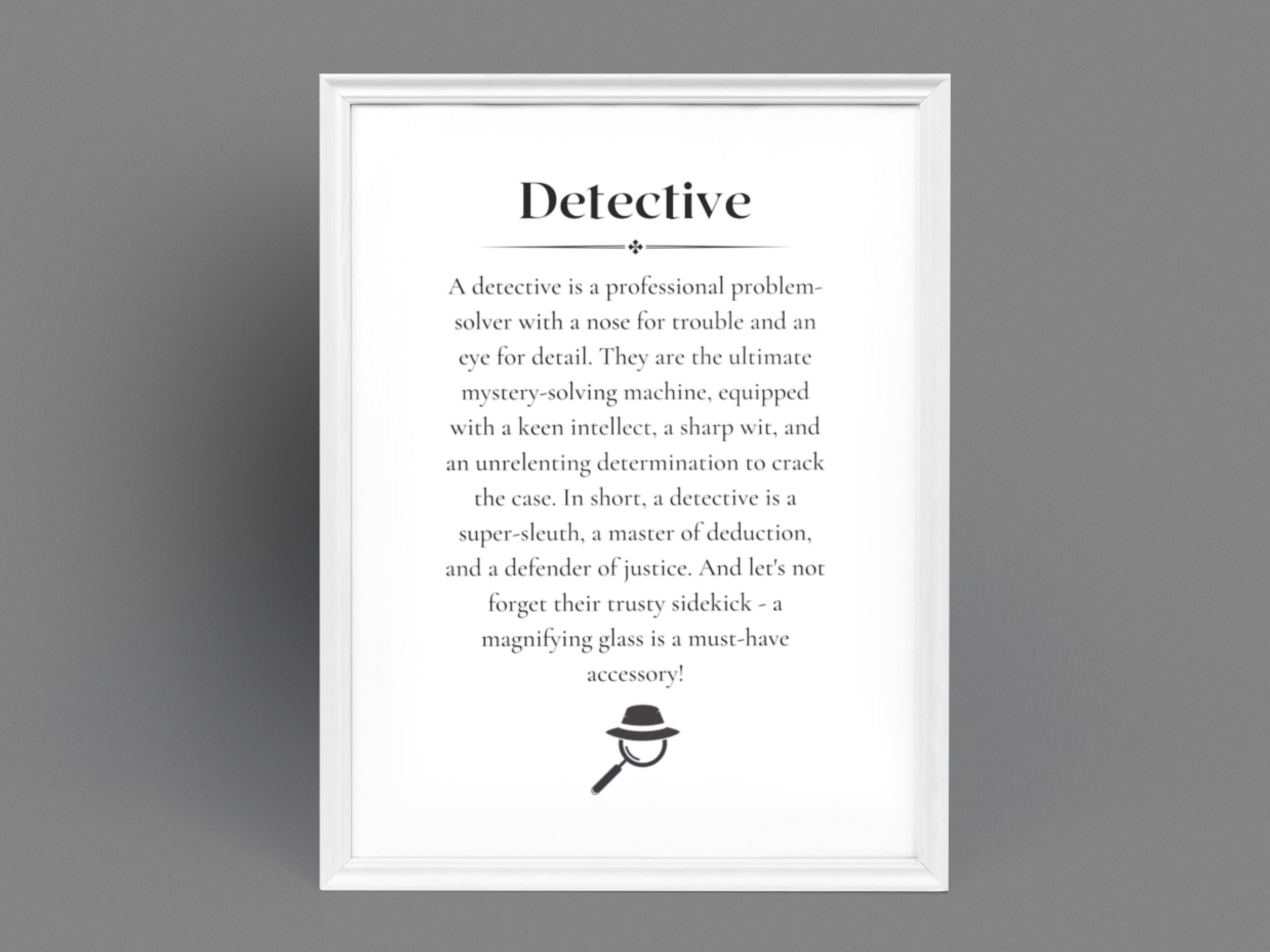 Detective Definition Printable Detective Gift Gift for a Detective