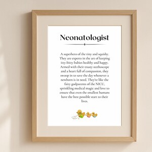 Neonatologist Definition Printable Wall Art, NICU Doctor Gift, Hospital Office Decor for Pediatricians, Instant Download Baby Care Art