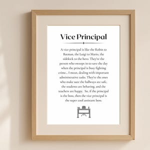 Vice Principal Definition Printable Wall Art, Assistant Principal Gift for Women, School Office Decor, Staff Appreciation, Instant Download