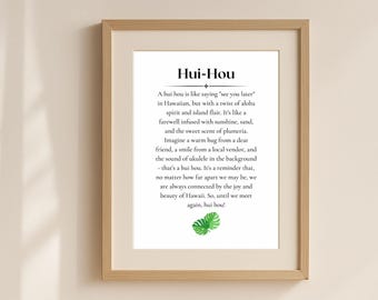 Hui Hou Wall Art, Hawaiian Phrase Printable Gift, Island Spirit Farewell Quote, Minimalist Typography Poster, Travel Inspired Home Decor