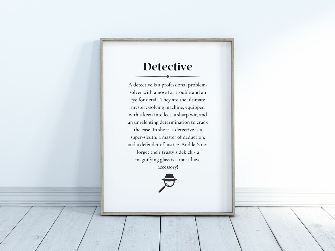 Detective Definition Printable Detective Gift Gift for a Detective