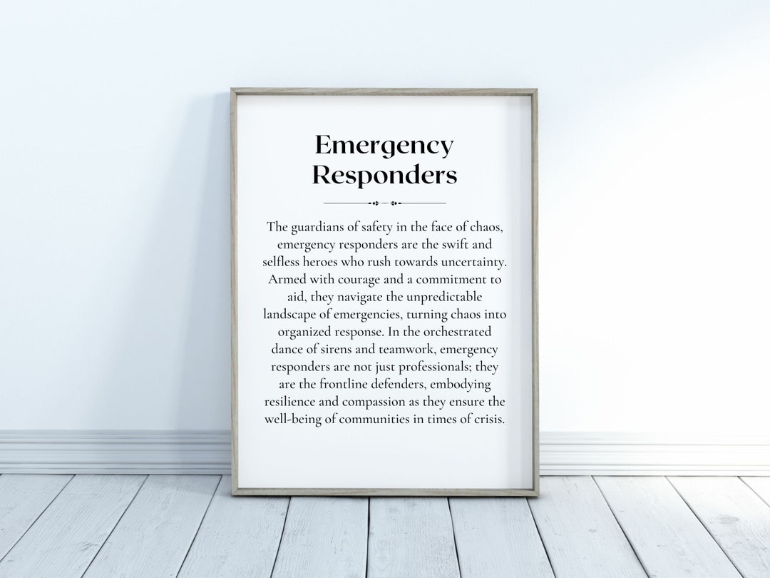 Emergency Responder Definition Printable Art, Digital Download for Heroes, Appreciation Gift