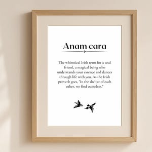 Anam Cara Printable Definition | Irish Soul Friend Wall Art | Celtic Friendship Gift | Meaningful Printable for Home or Office Decor