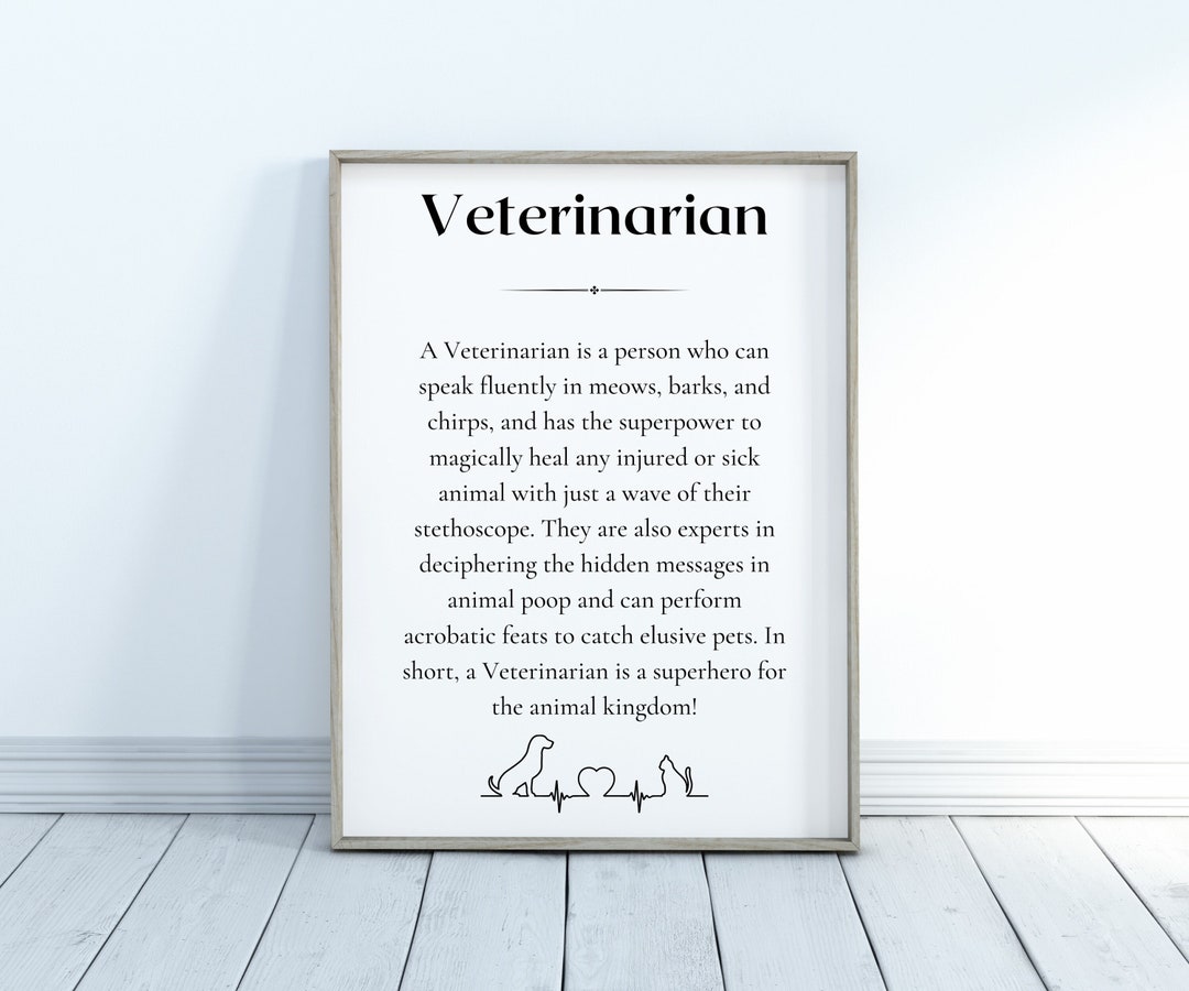 Veterinarian Definition Printable Vet Thank You Gift Vet Gift Pet
