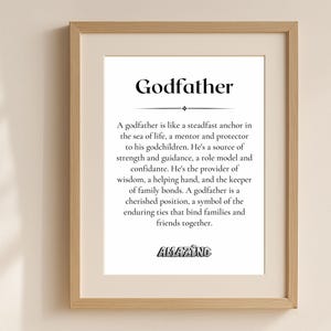 Godfather Definition Wall Art, Printable Gift for Godparent, Godfather Poem Print, Digital Download, Family Mentor Quote Decor