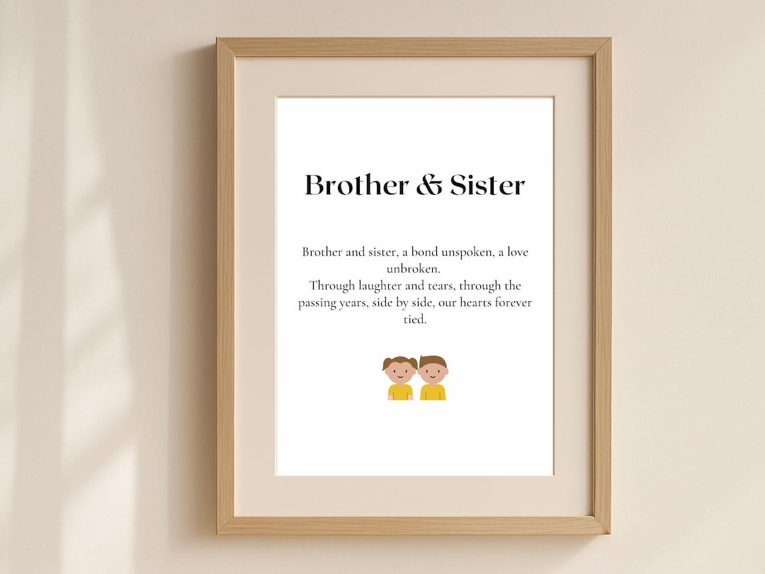 Brother and Sister Definition Wall Art, Family Quote Digital Download ...